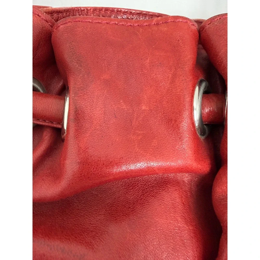 Y2K VTG Cole Haan 90s Rust Burnt Orange Leather Hobo Shoulder Bag Purse Tassles